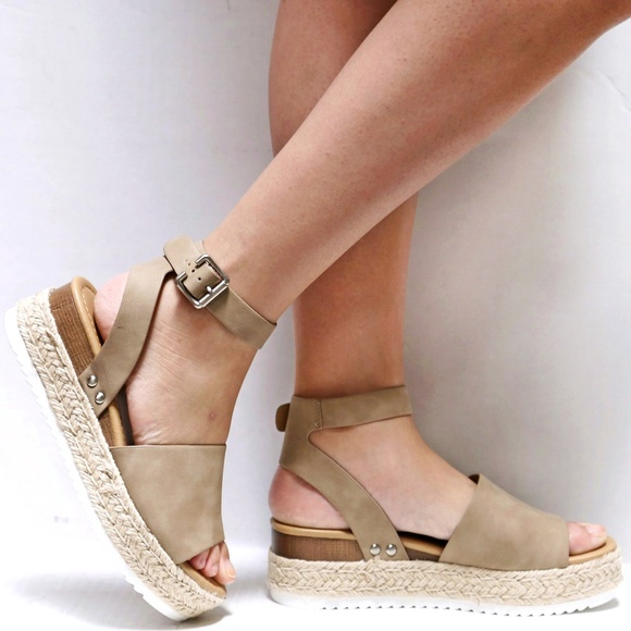 Soda Natural Platform Espadrilles Flatform Sandals - Picture 3 of 4